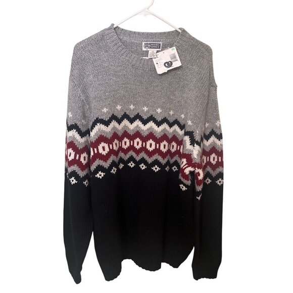 NEW Route 66 Mens  Wool Blend Sweater L Gray Nordic Outdoors Gorpcore - Picture 1 of 9
